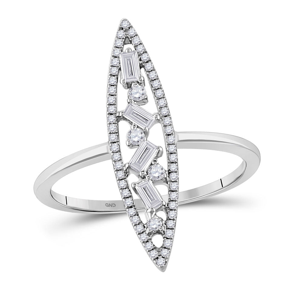 14kt White Gold Geometric Baguette Diamond Cluster Ring - Splendid Jewellery