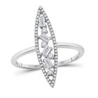 14kt White Gold Geometric Baguette Diamond Cluster Ring - Splendid Jewellery