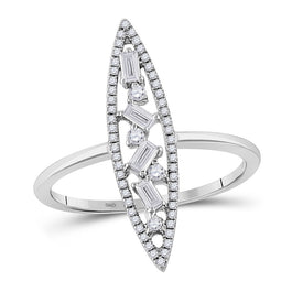 14kt White Gold Geometric Baguette Diamond Cluster Ring - Splendid Jewellery