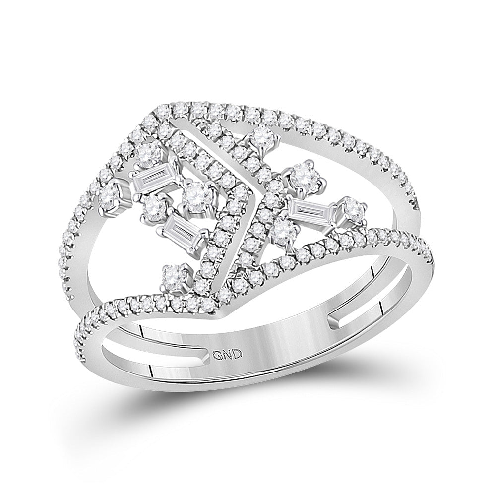14kt White Gold Geometric Diamond Band Ring - Modern Elegance at Its Finest - Splendid Jewellery