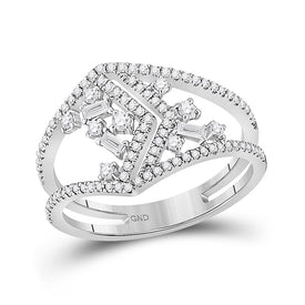 14kt White Gold Geometric Diamond Band Ring - Modern Elegance at Its Finest - Splendid Jewellery