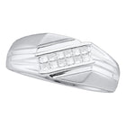 14kt White Gold Men's Diagonal Princess Diamond Band Ring - 1/3 Ct.t.w. - Splendid Jewellery