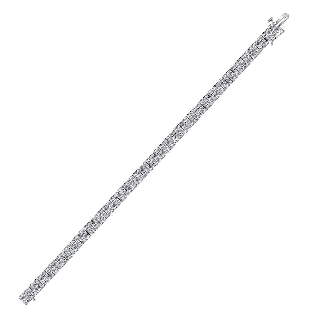 14kt White Gold Men's Triple Row Diamond Miracle - set Fashion Bracelet - 6 - 7/8 Ct.t.w. - Splendid Jewellery