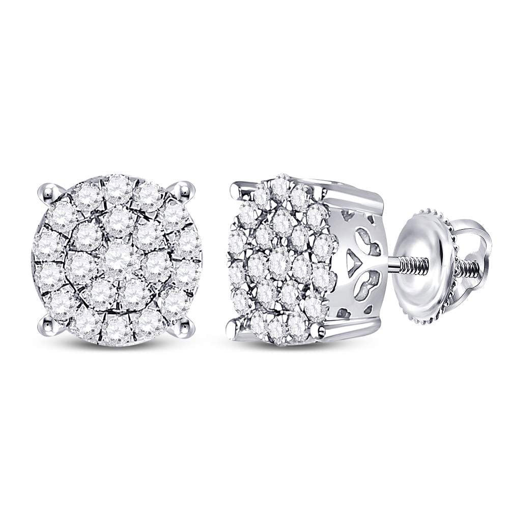 14kt White Gold Mesmerizing Diamond Cluster Earrings 1 Cttw - Splendid Jewellery