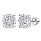 14kt White Gold Mesmerizing Diamond Cluster Earrings 1 Cttw - Splendid Jewellery