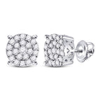 14kt White Gold Mesmerizing Diamond Cluster Earrings 1 Cttw - Splendid Jewellery