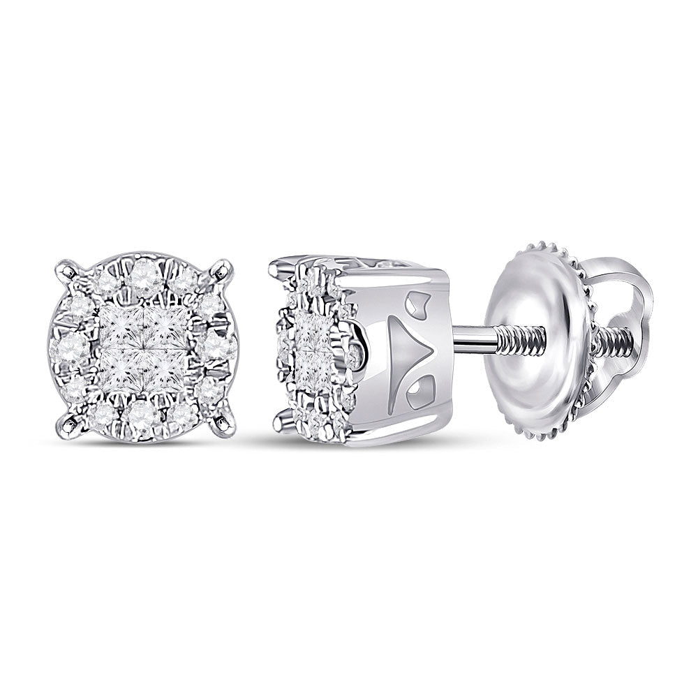 14kt White Gold Princess Diamond Cluster Earrings - A Dazzling Affair - Splendid Jewellery