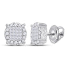 14kt White Gold Princess Diamond Cluster Earrings: A Radiant Treasure - Splendid Jewellery