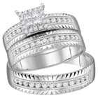 14kt White Gold Princess Diamond Cluster His Hers Wedding Set - A Mesmerizing Symbol of Love and Elegance - Splendid Jewellery