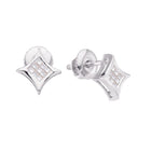 14kt White Gold Princess Diamond Cluster Square Kite Earrings - Sparkling Elegance - Splendid Jewellery