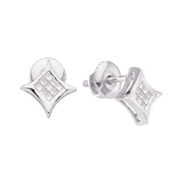 14kt White Gold Princess Diamond Cluster Square Kite Earrings - Sparkling Elegance - Splendid Jewellery