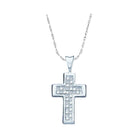 14kt White Gold Princess Diamond Cross Pendant - A Radiant Symbol of Faith and Love - Splendid Jewellery