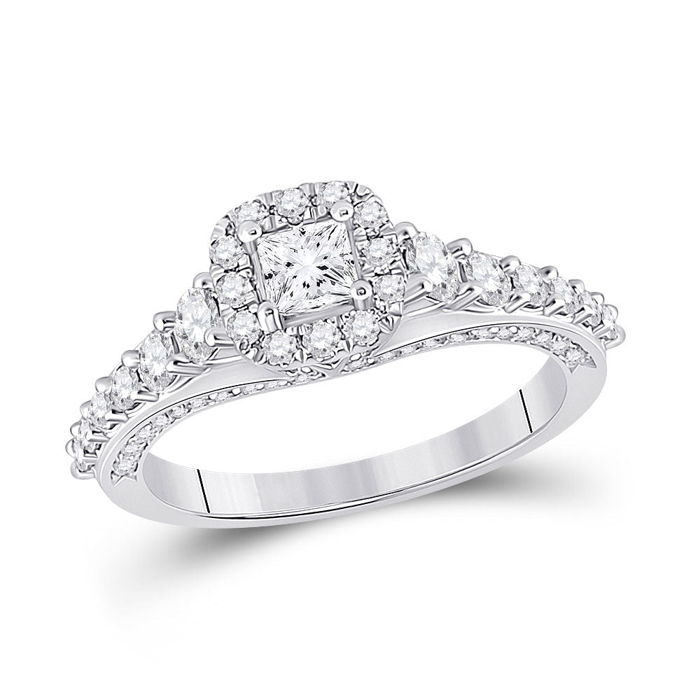 14kt White Gold Princess Diamond Halo Bridal Wedding Engagement Ring - Radiant Elegance - Splendid Jewellery