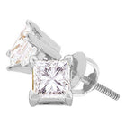 14kt White Gold Princess Diamond Solitaire Stud Earrings - Timeless Elegance and Sparkling Brilliance - Splendid Jewellery