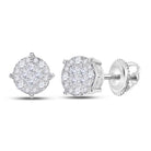 14kt White Gold Princess Round Diamond Cluster Earrings - A Dazzling Display of Brilliance - Splendid Jewellery