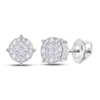 14kt White Gold Princess Round Diamond Cluster Earrings - A Dazzling Display of Brilliance - Splendid Jewellery