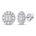 14kt White Gold Princess Round Diamond Cluster Earrings - Dazzling Brilliance - Splendid Jewellery
