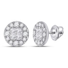 14kt White Gold Princess Round Diamond Cluster Earrings - Dazzling Brilliance - Splendid Jewellery