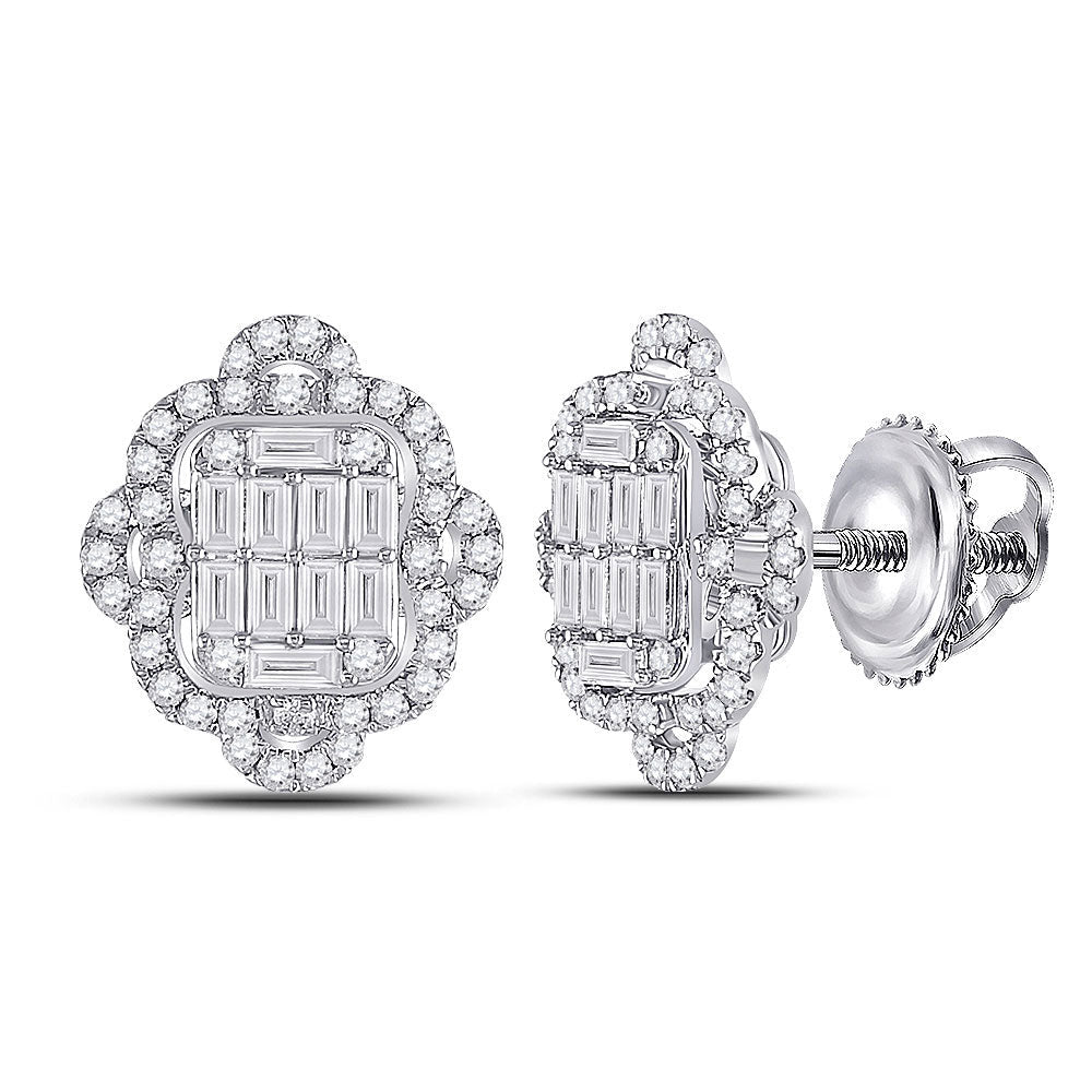 14kt White Gold Quatrefoil Diamond Cluster Earrings - A Mesmerizing Masterpiece - Splendid Jewellery