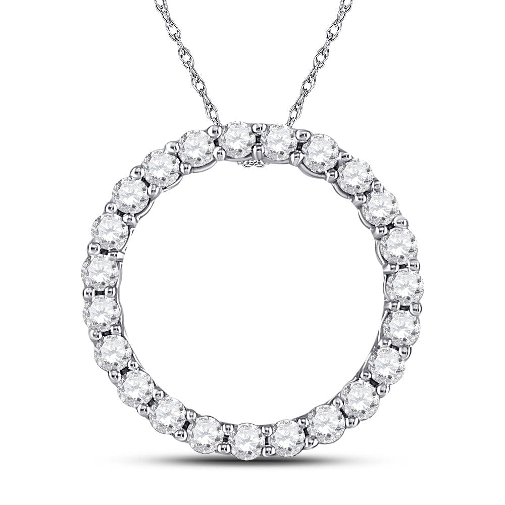 14kt White Gold Radiant Diamond Circle Pendant | Dazzling Eternity Sparkle - Splendid Jewellery