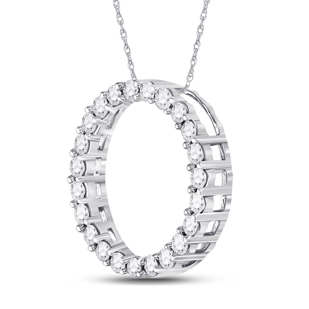 14kt White Gold Radiant Diamond Circle Pendant | Dazzling Eternity Sparkle - Splendid Jewellery