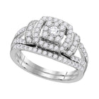 14kt White Gold Radiant Diamond Cluster Bridal Wedding Ring Band Set 1 Cttw | Splendid Jewellery - Splendid Jewellery