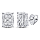 14kt White Gold Radiant Diamond Cluster Earrings - Timeless Elegance and Mesmerizing Sparkle - Splendid Jewellery