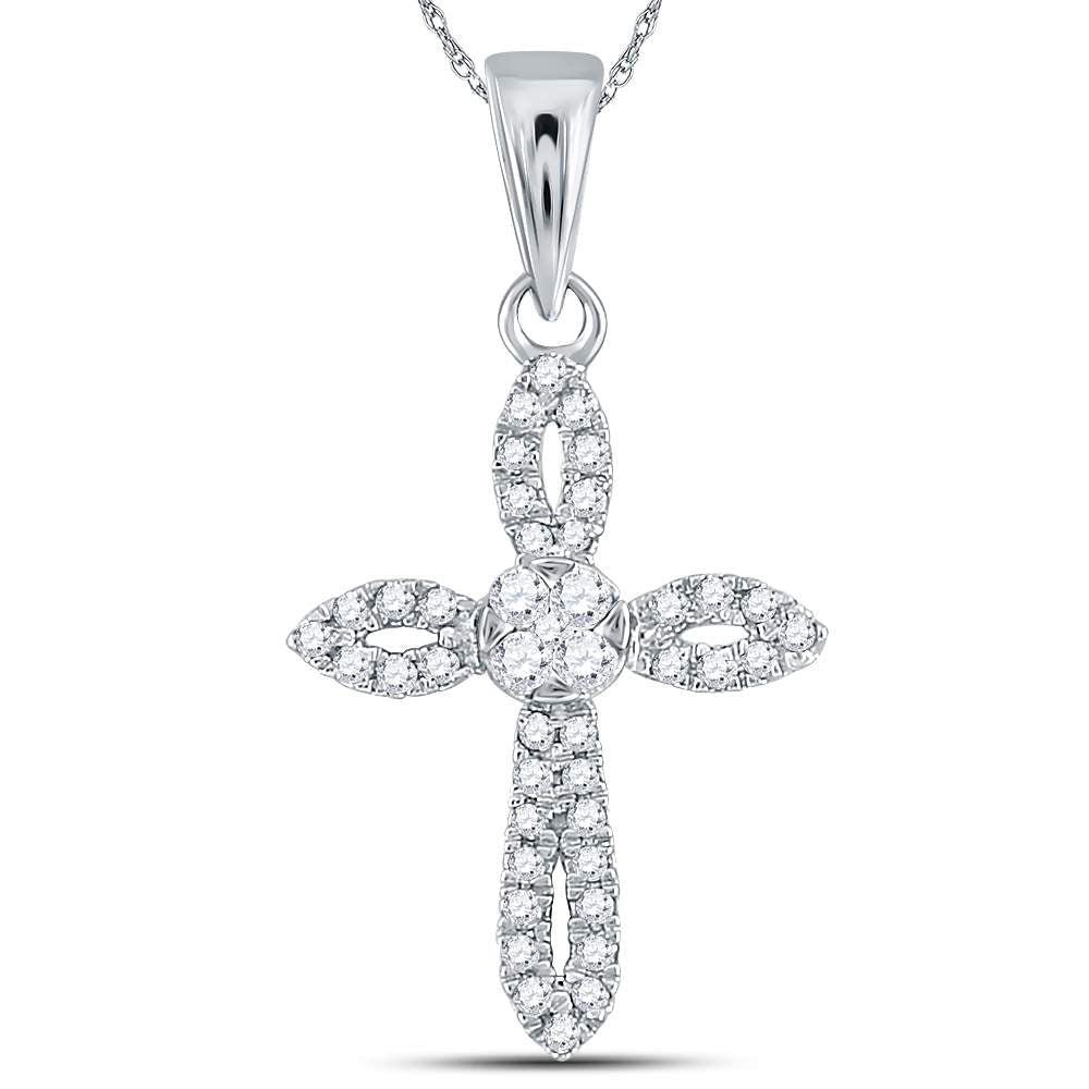 14kt White Gold Radiant Diamond Cross Pendant - A Symbol of Elegance and Devotion - Splendid Jewellery