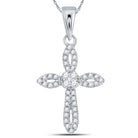 14kt White Gold Radiant Diamond Cross Pendant - A Symbol of Elegance and Devotion - Splendid Jewellery