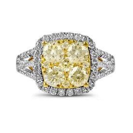 14kt White Gold Radiant Sunburst Diamond Bridal Wedding Engagement Ring - Splendid Jewellery