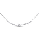 14kt White Gold Romantic Diamond Curved Bar Necklace - Splendid Jewellery