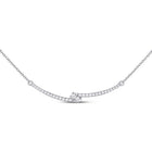 14kt White Gold Romantic Diamond Curved Bar Necklace - Splendid Jewellery