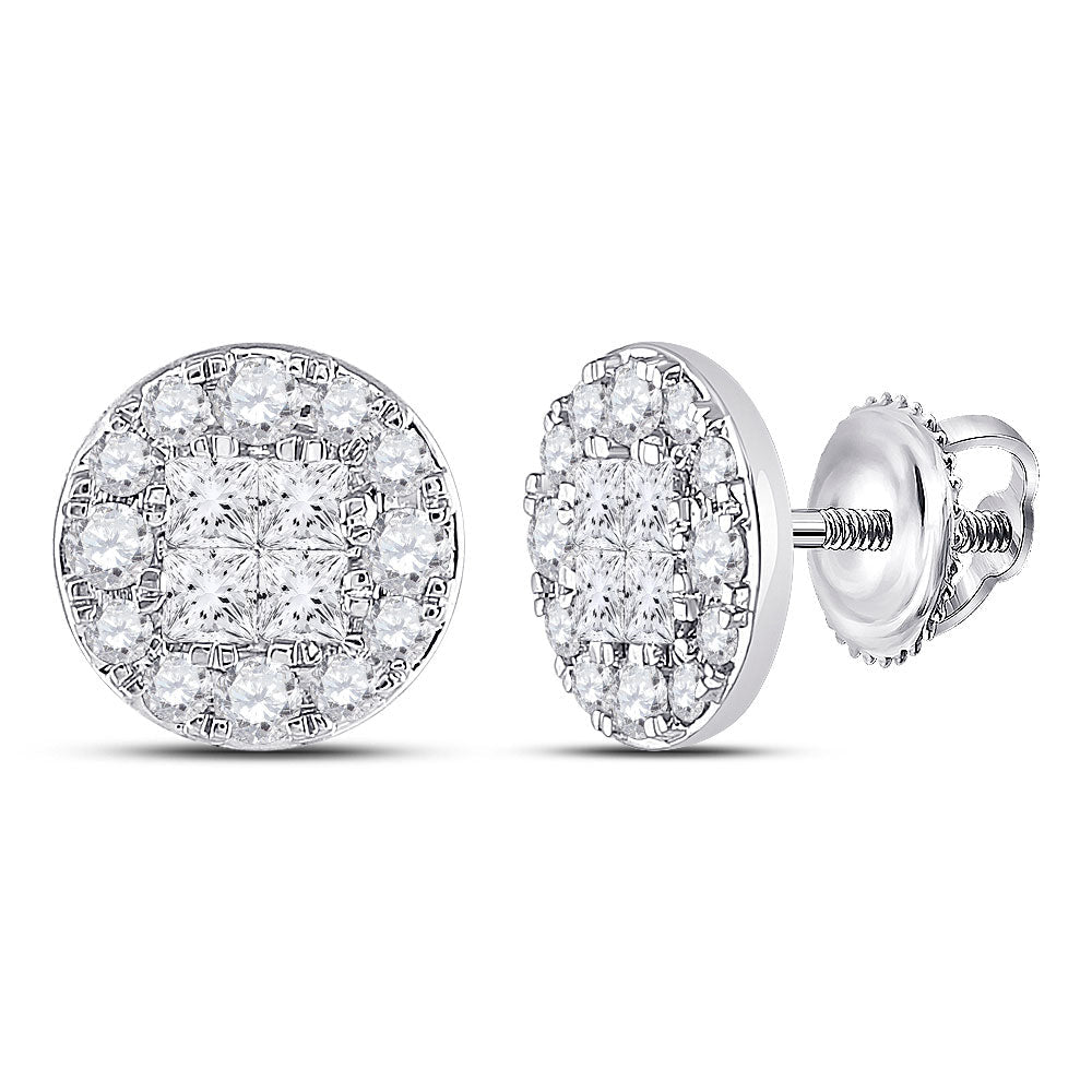 14kt White Gold Royal Diamond Cluster Earrings - A Mesmerizing Masterpiece - Splendid Jewellery