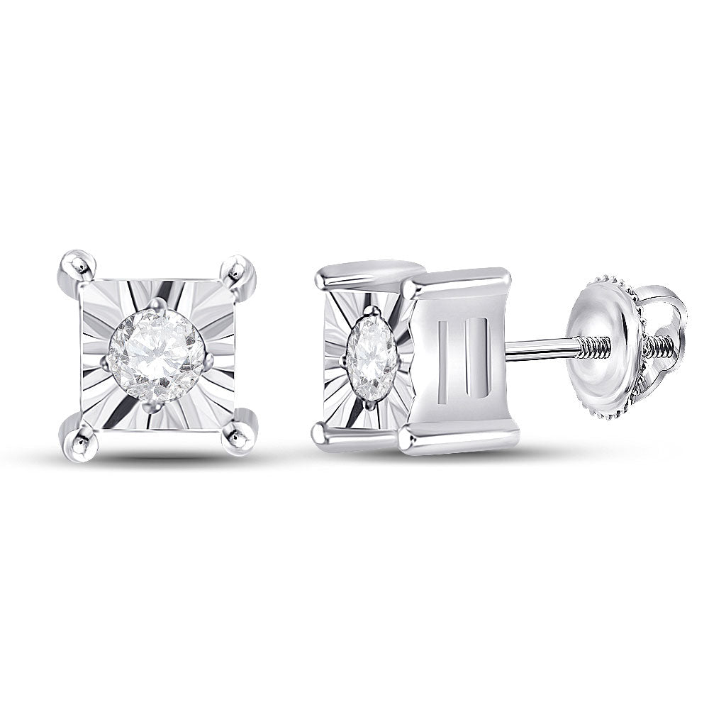 14kt White Gold Sparkling Diamond Solitaire Earrings - Splendid Jewellery