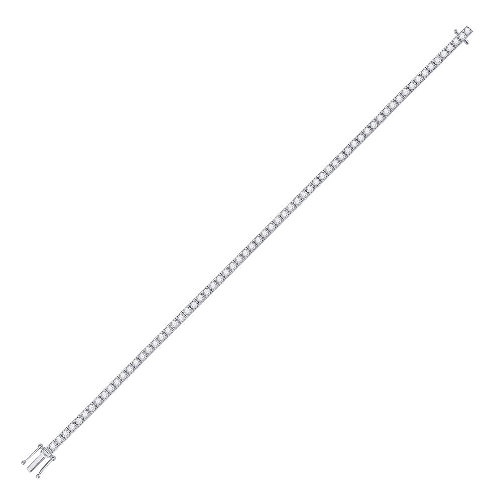 14kt White Gold Sparkling Diamond Tennis Bracelet - 3 Carat Total Weight - Splendid Jewellery