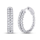 14kt White Gold Sparkling Double Row Diamond Hoop Earrings - A Dazzling Statement Piece - Splendid Jewellery