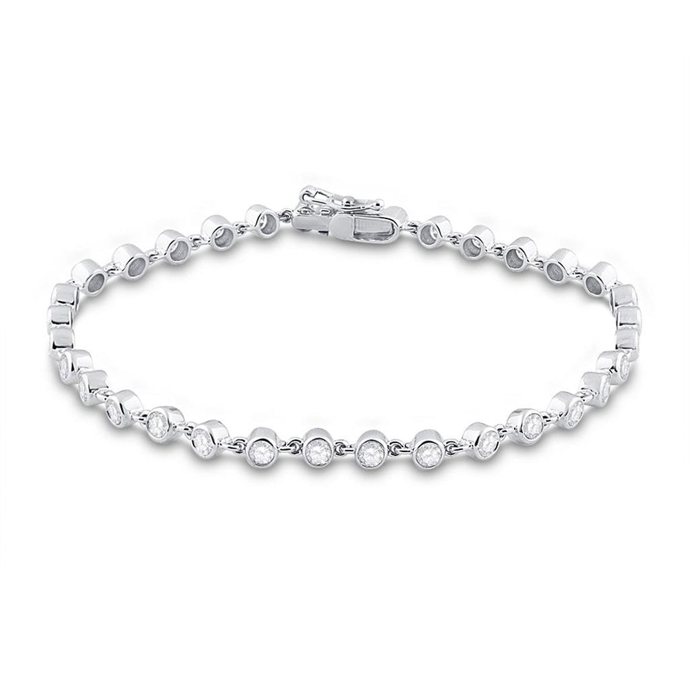 14kt White Gold Sparkling Round Diamond Tennis Bracelet - 1 - 3/4 Cttw - Splendid Jewellery