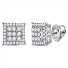 14kt White Gold Square Cluster Diamond Earrings: A Mesmerizing Sparkle of Elegance - Splendid Jewellery
