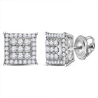 14kt White Gold Square Cluster Diamond Earrings: A Mesmerizing Sparkle of Elegance - Splendid Jewellery