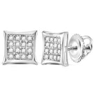 14kt White Gold Square Kite Cluster Diamond Stud Earrings - Dazzling Brilliance - Splendid Jewellery