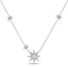 14kt White Gold Starburst Diamond Pendant Necklace - A Mesmerizing Masterpiece - Splendid Jewellery