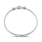14kt White Gold Triple Cluster Bangle Bracelet with Round Diamonds and Blue Sapphire - Splendid Jewellery