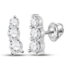 14kt White Gold Triple Diamond Elegance Earrings - Splendid Jewellery