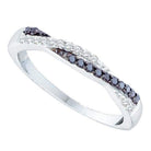 14kt White Gold Women's Round Black Color Enhanced Diamond Slender Twist Band - Captivating Noir Elegance - Splendid Jewellery