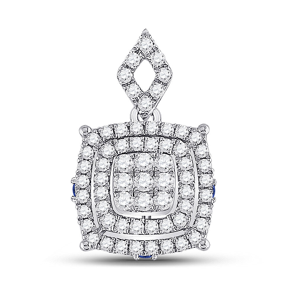 14kt White Gold Womens Round Diamond Square Cluster Pendant - Captivating Elegance - Splendid Jewellery
