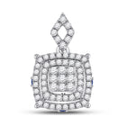 14kt White Gold Womens Round Diamond Square Cluster Pendant - Captivating Elegance - Splendid Jewellery