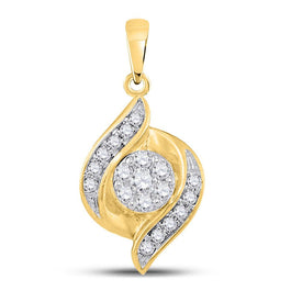 14kt Yellow Gold Floral Diamond Cluster Pendant - A Radiant Blossom of Elegance - Splendid Jewellery