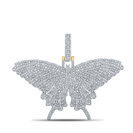 14kt Yellow Gold Men's Round Diamond Butterfly Moth Charm Pendant - 2 - 3/4 Cttw | Splendid Jewellery - Splendid Jewellery