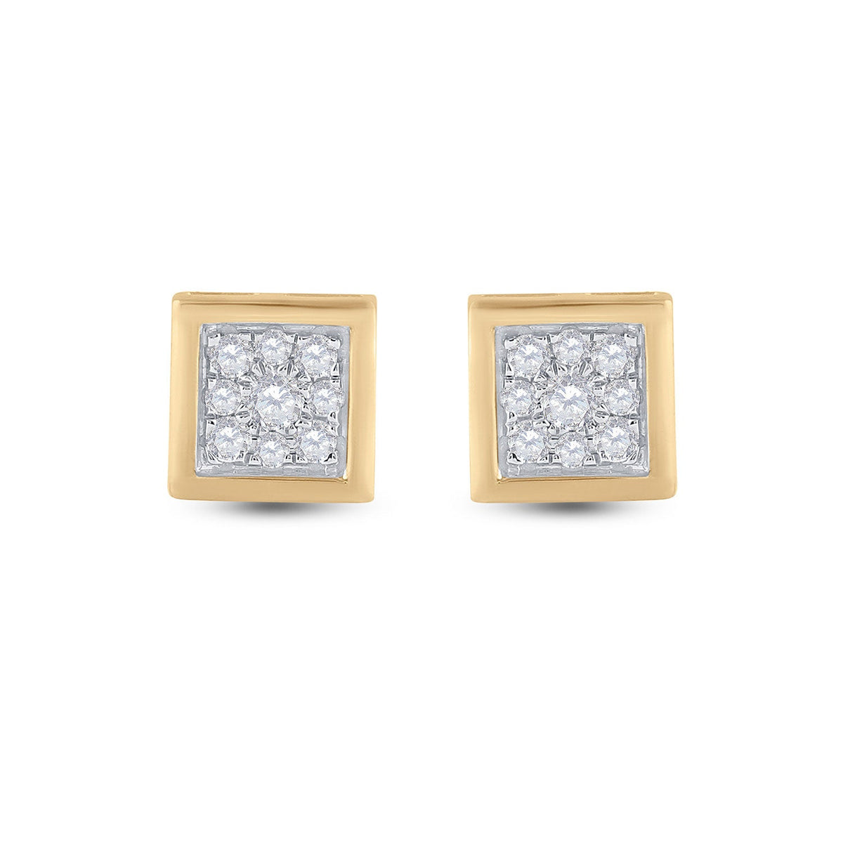 14kt Yellow Gold Square Diamond Earrings - 1/3 Cttw | Exquisite Men's Jewelry - Splendid Jewellery