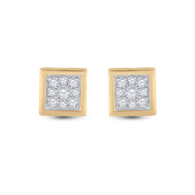14kt Yellow Gold Square Diamond Earrings - 1/3 Cttw | Exquisite Men's Jewelry - Splendid Jewellery